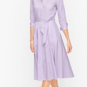 Talbots Classic Lavender Pinstripe Button-Down Midi Dress - size 4